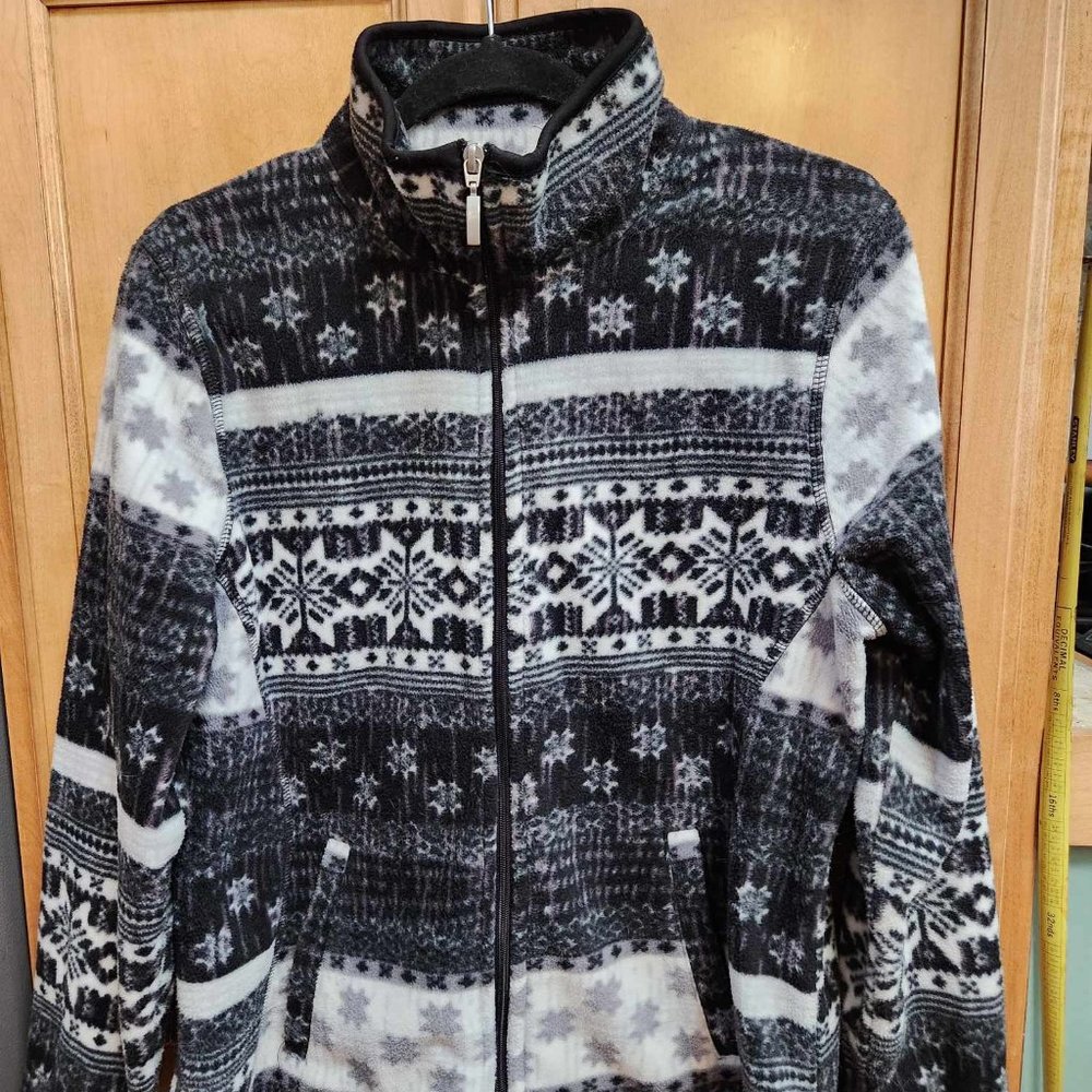 Fleece Black & White Snowflake Pattern Jacket